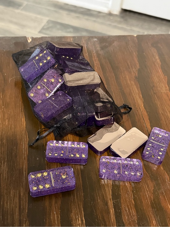 Other - Purple Glitter Domino Set with Carrying Pouch
